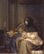 Woman peeling an apple Gerard Ter Borch